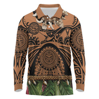 Polynesia Maui Tattoo Inspired Long Sleeve Polo Shirt Tropical Leaf Skirt Costume