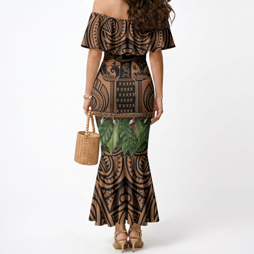 Polynesia Maui Tattoo Inspired Mermaid Dress Tropical Leaf Skirt Costume