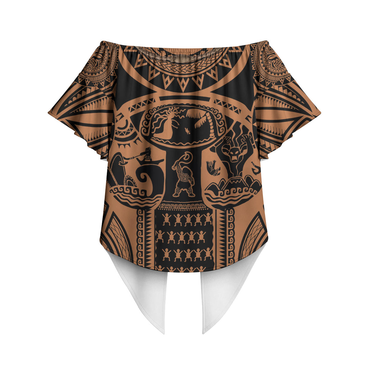 Polynesia Maui Tattoo Inspired Off Shoulder Wrap Waist Top Tropical Leaf Skirt Costume