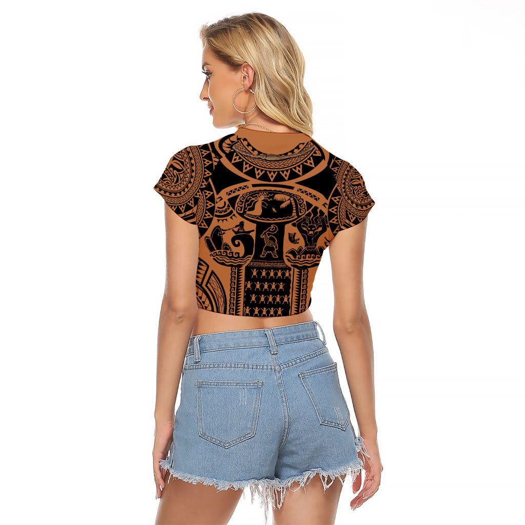 Polynesia Maui Tattoo Inspired Raglan Cropped T Shirt Tropical Leaf Skirt Costume