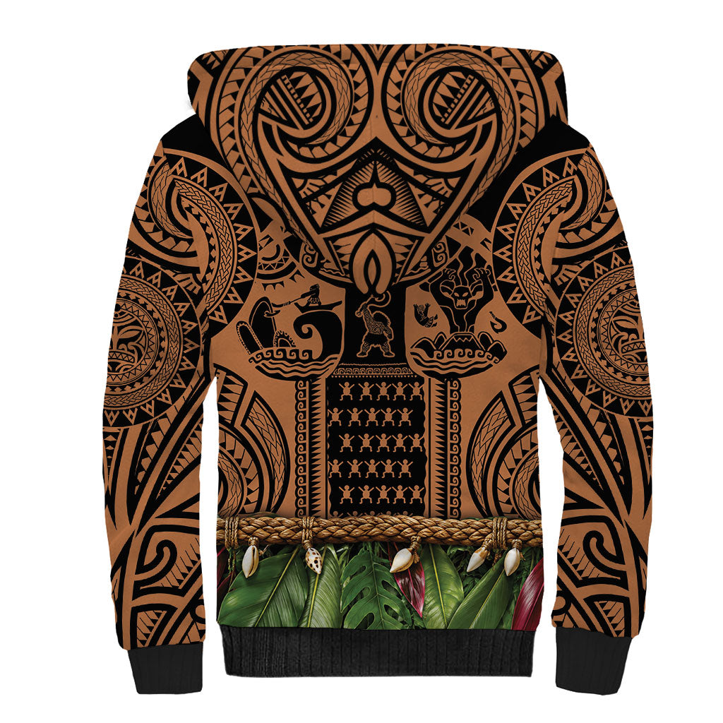 Polynesia Maui Tattoo Inspired Sherpa Hoodie Tropical Leaf Skirt Costume