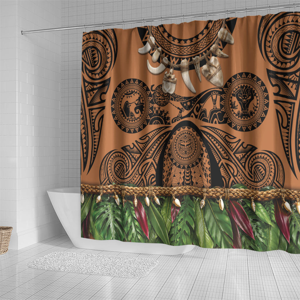 Polynesia Maui Tattoo Inspired Shower Curtain Tropical Leaf Skirt Costume