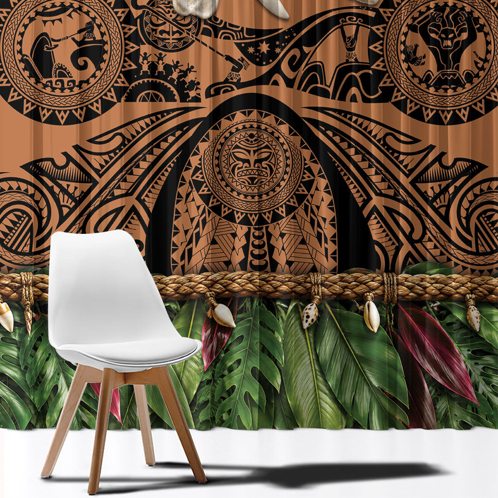 Polynesia Maui Tattoo Inspired Window Curtain Tropical Leaf Skirt Costume