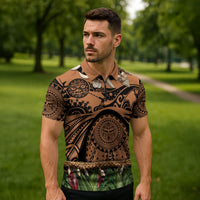 Polynesia Maui Tattoo Inspired Zipper Polo Shirt Tropical Leaf Skirt Costume