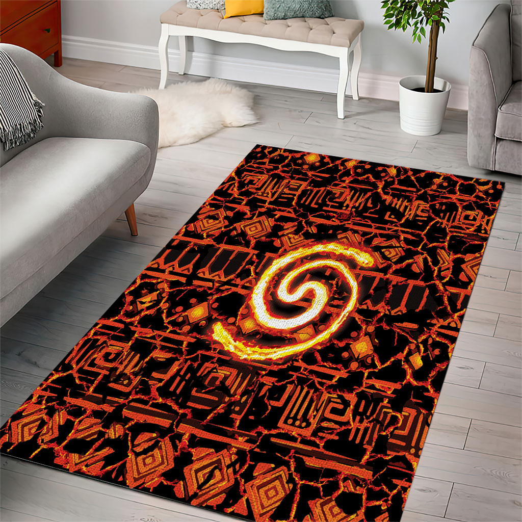 Polynesia Lava Monster Cosplay Area Rug Fiery Glowing Volcano Crack Pattern