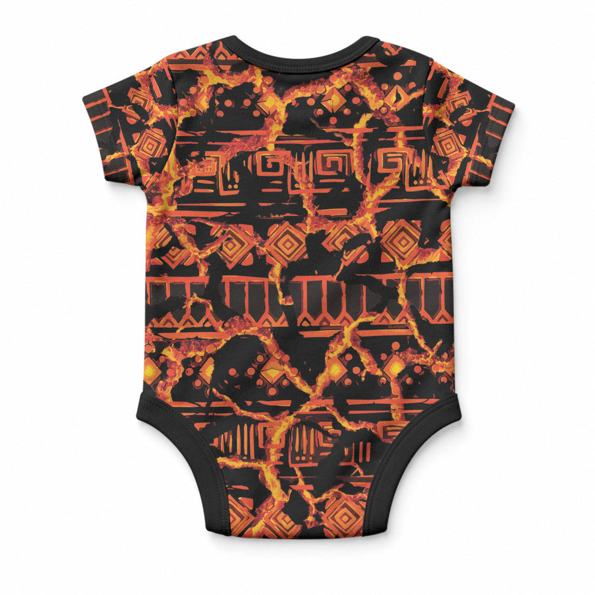Polynesia Lava Monster Cosplay Baby Onesie Fiery Glowing Volcano Crack Pattern