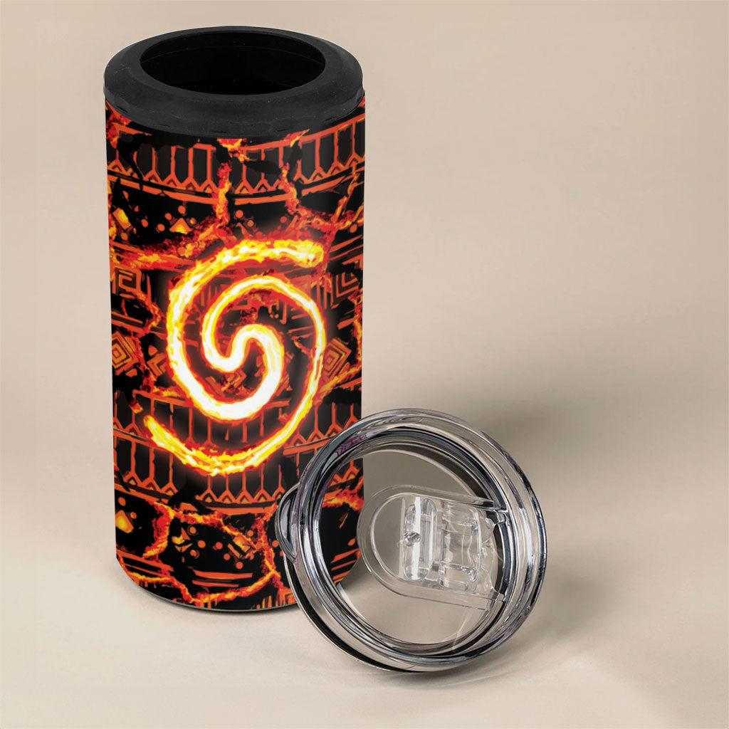 Polynesia Lava Monster Cosplay 4 in 1 Can Cooler Tumbler Fiery Glowing Volcano Crack Pattern