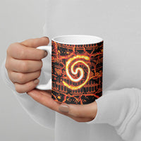 Polynesia Lava Monster Cosplay Ceramic Mug Fiery Glowing Volcano Crack Pattern
