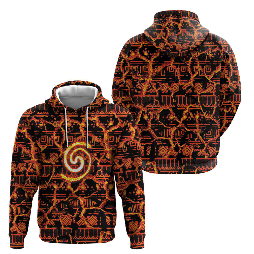 Polynesia Lava Monster Cosplay Hoodie Fiery Glowing Volcano Crack Pattern