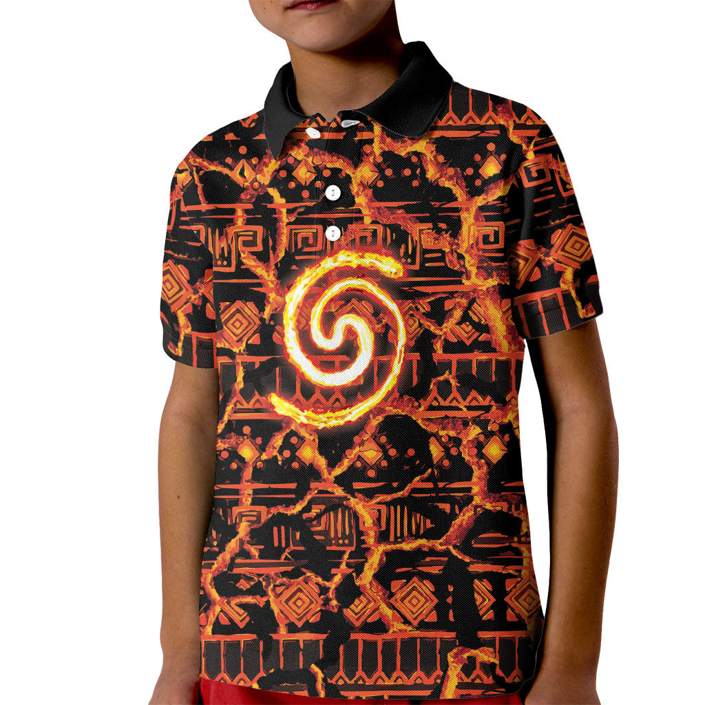 Polynesia Lava Monster Cosplay Kid Polo Shirt Fiery Glowing Volcano Crack Pattern