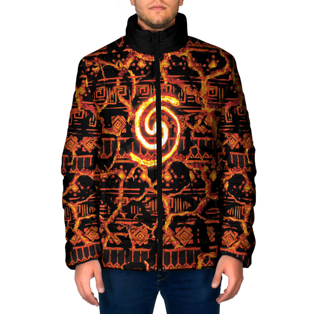 Polynesia Lava Monster Cosplay Padded Jacket Fiery Glowing Volcano Crack Pattern