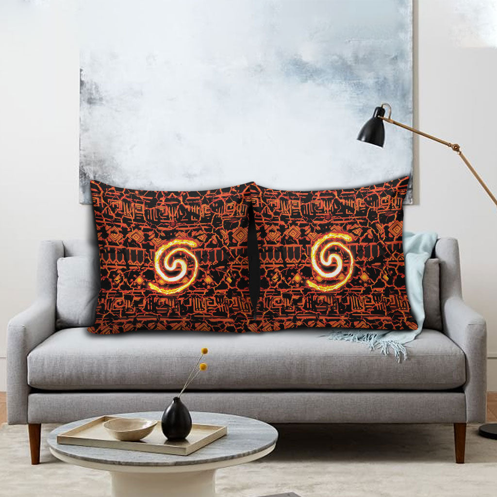 Polynesia Lava Monster Cosplay Pillow Cover Fiery Glowing Volcano Crack Pattern