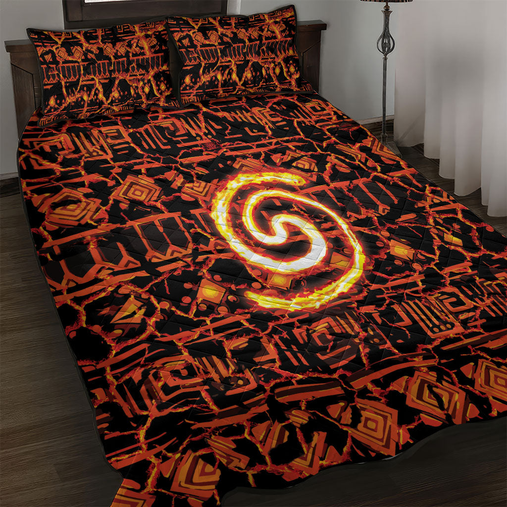 Polynesia Lava Monster Cosplay Quilt Bed Set Fiery Glowing Volcano Crack Pattern