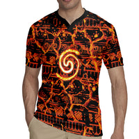 Polynesia Lava Monster Cosplay Rugby Jersey Fiery Glowing Volcano Crack Pattern