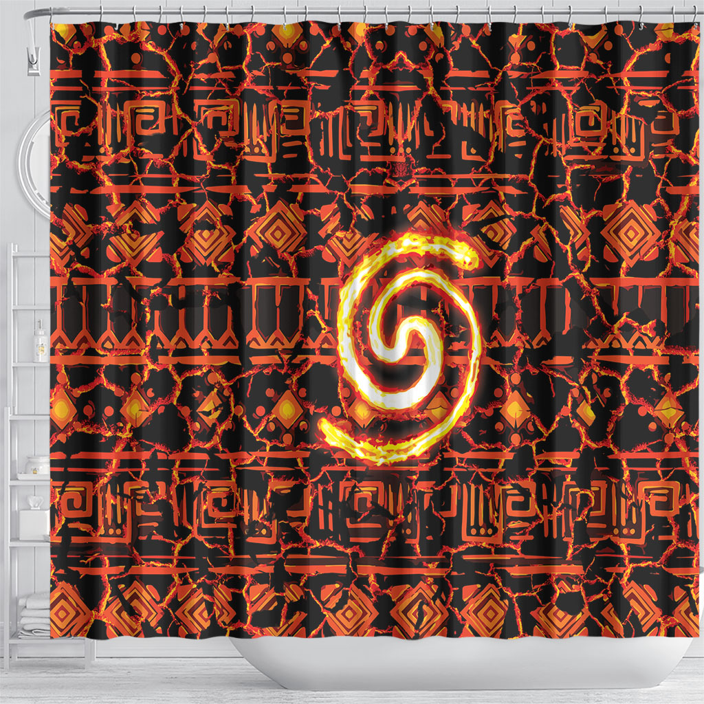 Polynesia Lava Monster Cosplay Shower Curtain Fiery Glowing Volcano Crack Pattern