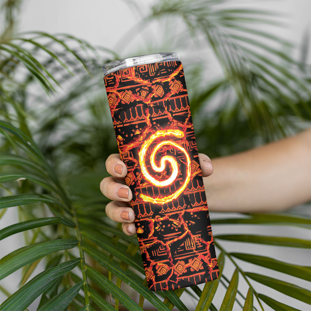 Polynesia Lava Monster Cosplay Skinny Tumbler Fiery Glowing Volcano Crack Pattern
