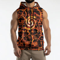 Polynesia Lava Monster Cosplay Sleeveless Zip Hoodie Fiery Glowing Volcano Crack Pattern