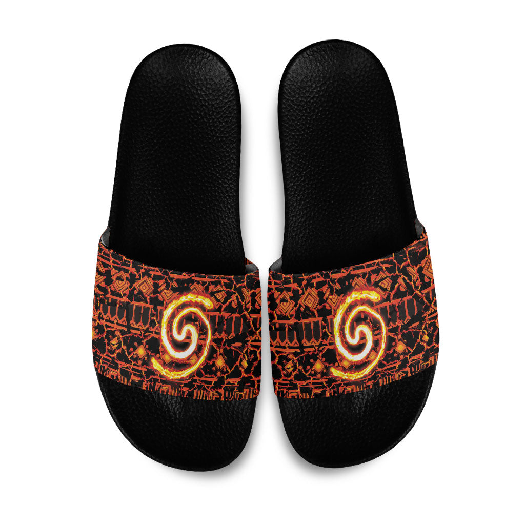 Polynesia Lava Monster Cosplay Slide Sandals Fiery Glowing Volcano Crack Pattern