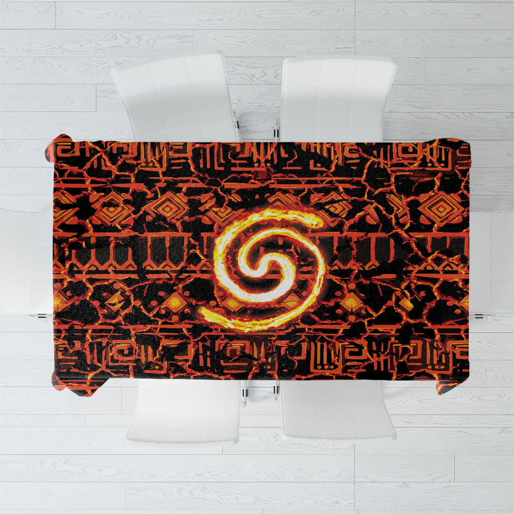 Polynesia Lava Monster Cosplay Tablecloth Fiery Glowing Volcano Crack Pattern