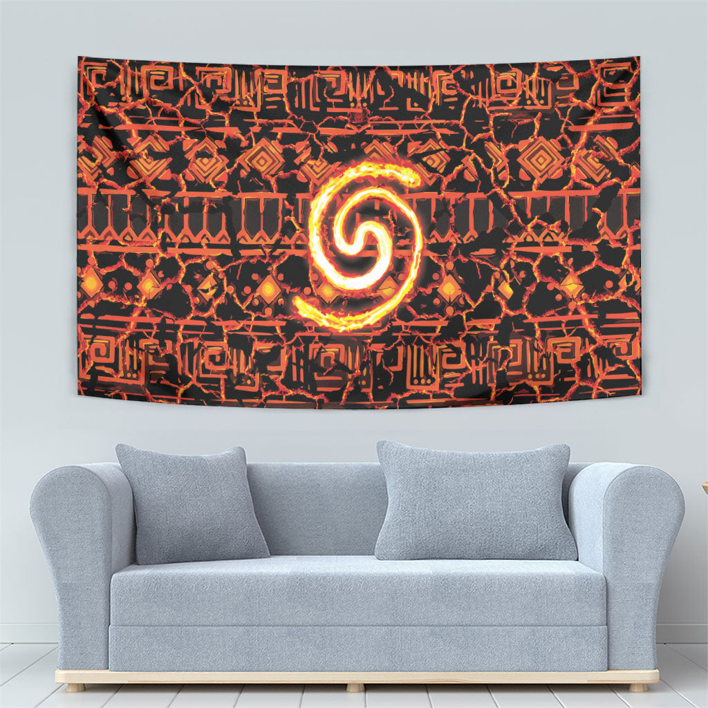 Polynesia Lava Monster Cosplay Tapestry Fiery Glowing Volcano Crack Pattern