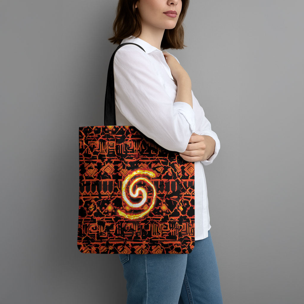 Polynesia Lava Monster Cosplay Tote Bag Fiery Glowing Volcano Crack Pattern