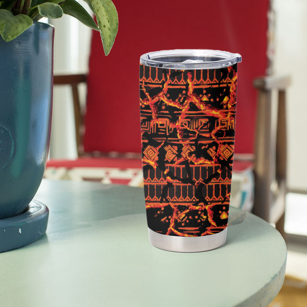Polynesia Lava Monster Cosplay Tumbler Cup Fiery Glowing Volcano Crack Pattern