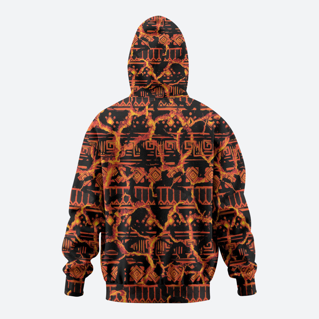 Polynesia Lava Monster Cosplay Zip Hoodie Fiery Glowing Volcano Crack Pattern