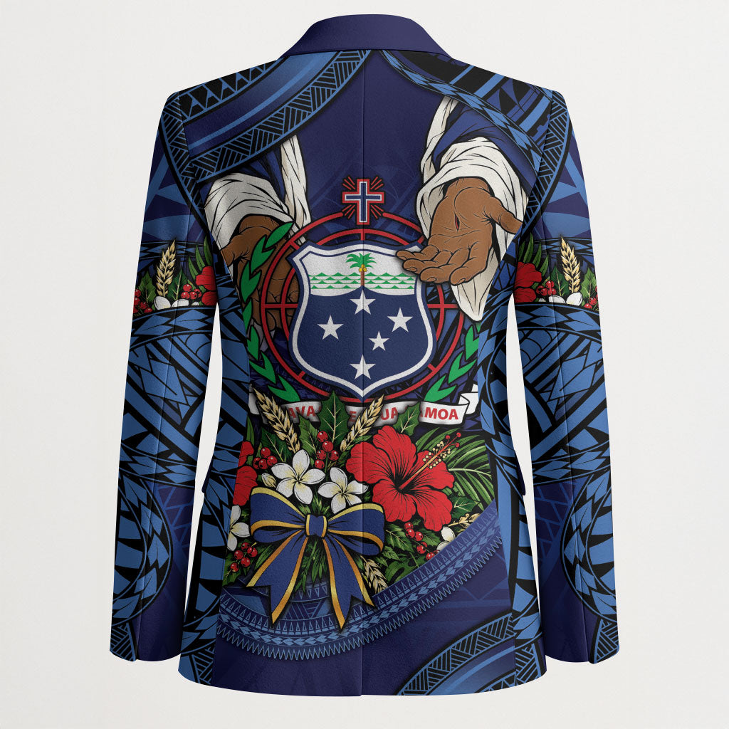 Samoa Manuia Le Kerisimasi Blazer Jesus Hands Bethlehem Star Hibiscus DT05 - Polynesian Pride