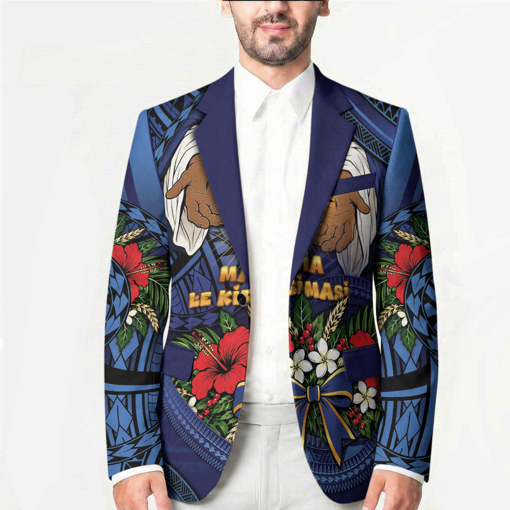 Samoa Manuia Le Kerisimasi Blazer Jesus Hands Bethlehem Star Hibiscus DT05 - Polynesian Pride