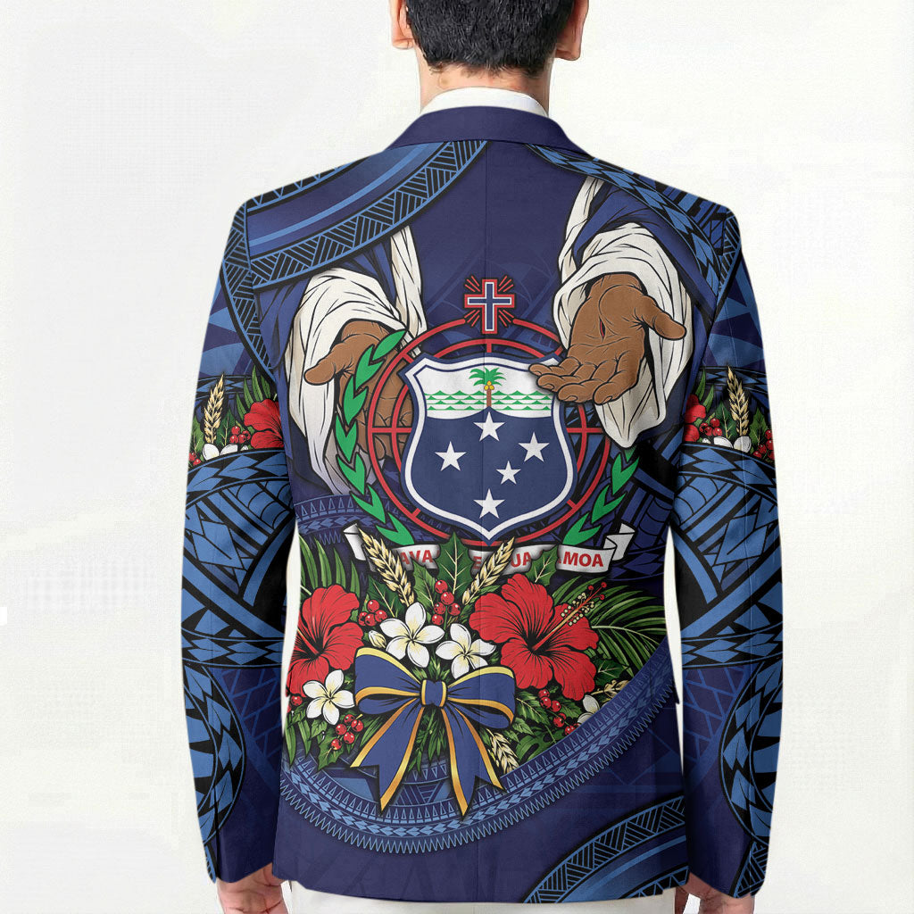 Samoa Manuia Le Kerisimasi Blazer Jesus Hands Bethlehem Star Hibiscus DT05 - Polynesian Pride