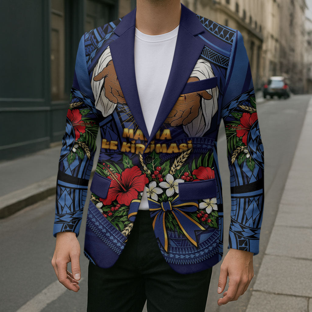 Samoa Manuia Le Kerisimasi Blazer Jesus Hands Bethlehem Star Hibiscus DT05 - Polynesian Pride