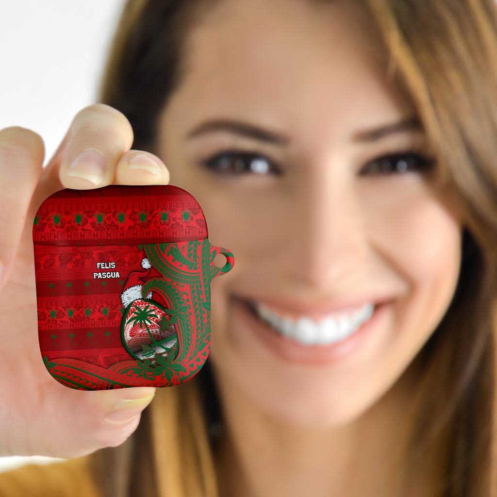 Guam Christmas AirPods Case Chamorro Seal Hat Santa Tribal Waves - Polynesian Pride