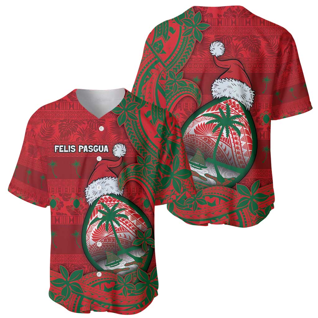 Guam Christmas Baseball Jersey Chamorro Seal Hat Santa Tribal Waves - Polynesian Pride