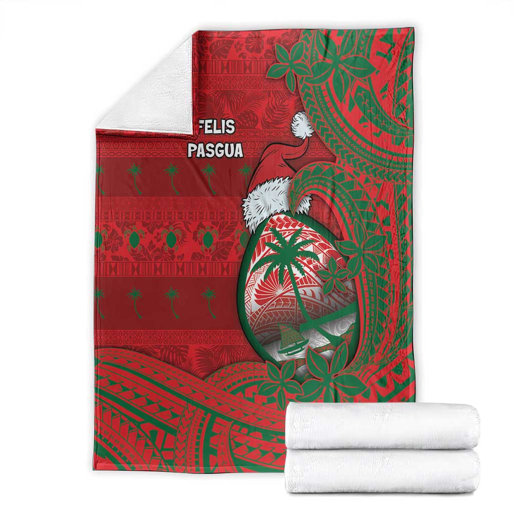 Guam Christmas Blanket Chamorro Seal Hat Santa Tribal Waves - Polynesian Pride