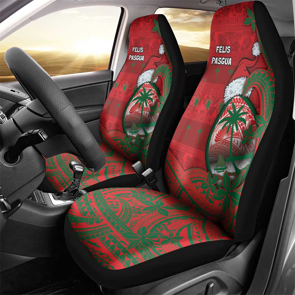 Guam Christmas Car Seat Cover Chamorro Seal Hat Santa Tribal Waves - Polynesian Pride