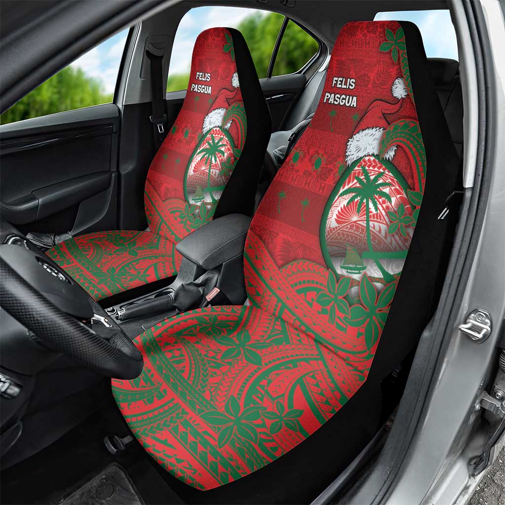 Guam Christmas Car Seat Cover Chamorro Seal Hat Santa Tribal Waves - Polynesian Pride