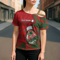 Guam Christmas Cross Shoulder Shirt Chamorro Seal Hat Santa Tribal Waves - Polynesian Pride