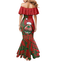 Guam Christmas Family Matching Mermaid Dress and Hawaiian Shirt Chamorro Seal Hat Santa Tribal Waves - Polynesian Pride
