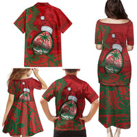 Guam Christmas Family Matching Puletasi and Hawaiian Shirt Chamorro Seal Hat Santa Tribal Waves - Polynesian Pride