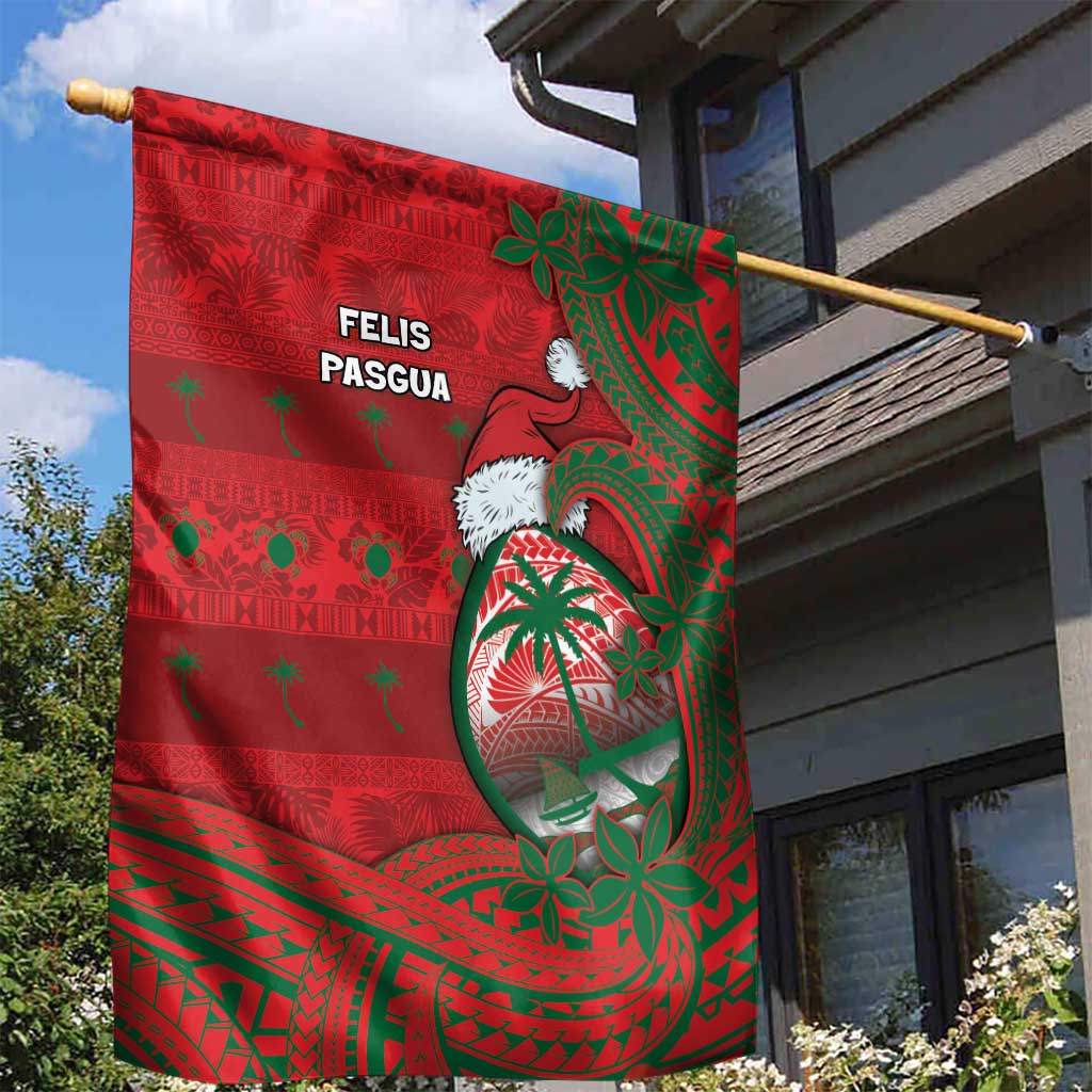 Guam Christmas Garden Flag Chamorro Seal Hat Santa Tribal Waves - Polynesian Pride