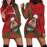 Guam Christmas Hoodie Dress Chamorro Seal Hat Santa Tribal Waves - Polynesian Pride