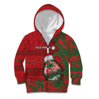 Guam Christmas Kid Hoodie Chamorro Seal Hat Santa Tribal Waves - Polynesian Pride