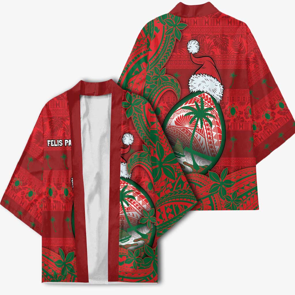 Guam Christmas Kimono Chamorro Seal Hat Santa Tribal Waves - Polynesian Pride