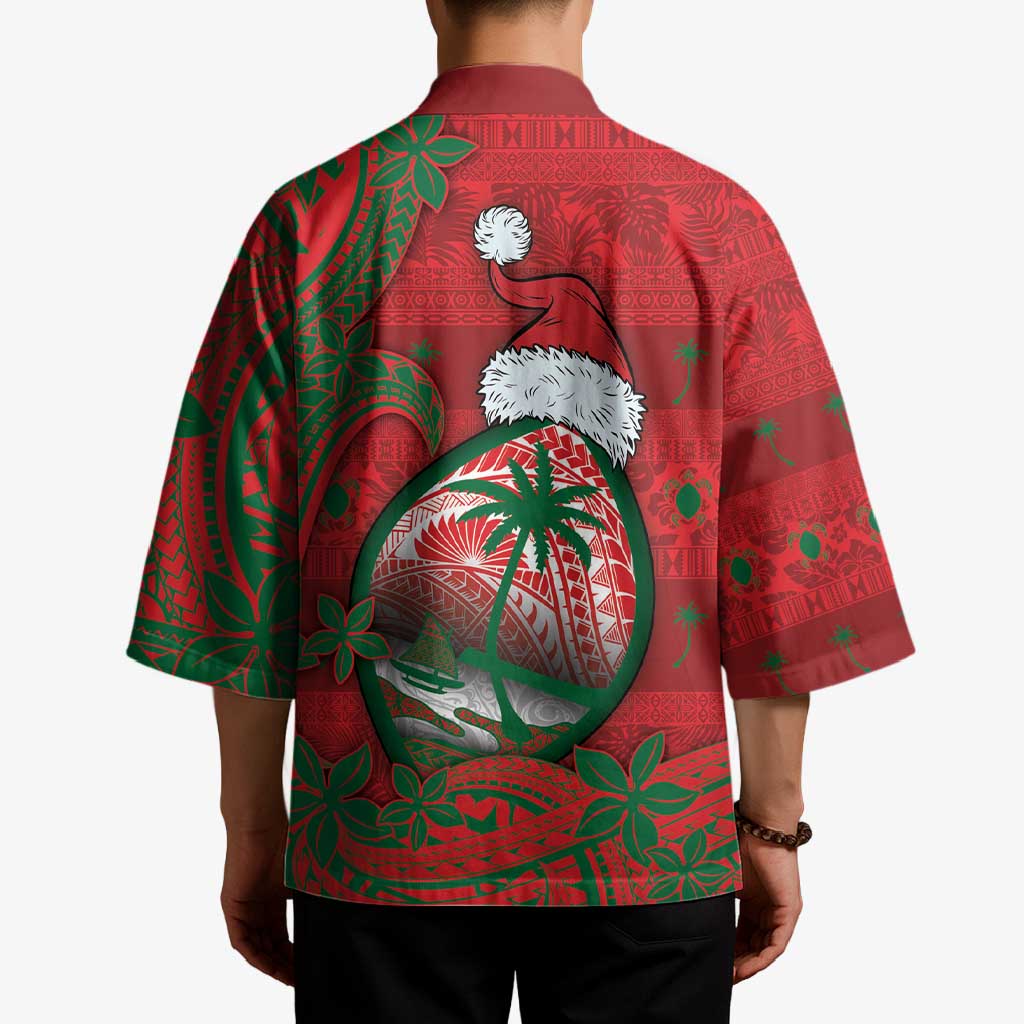 Guam Christmas Kimono Chamorro Seal Hat Santa Tribal Waves - Polynesian Pride