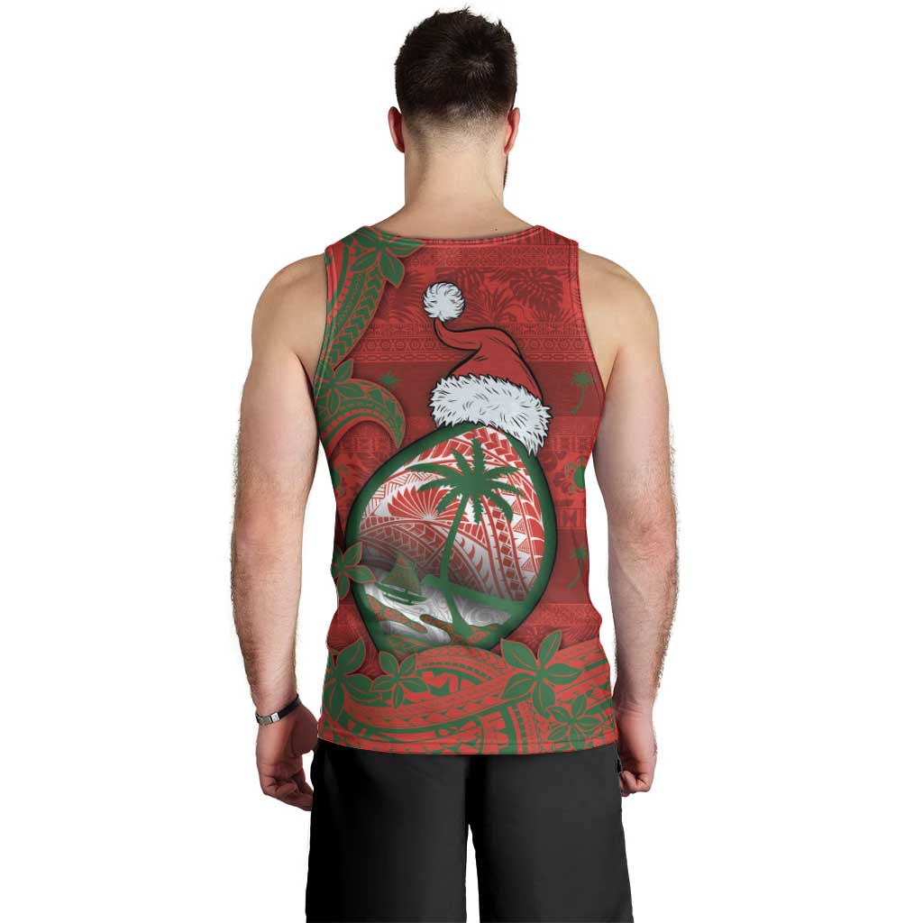 Guam Christmas Men Tank Top Chamorro Seal Hat Santa Tribal Waves - Polynesian Pride