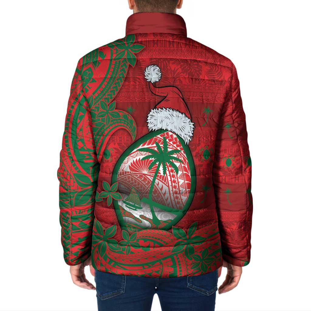 Guam Christmas Padded Jacket Chamorro Seal Hat Santa Tribal Waves - Polynesian Pride