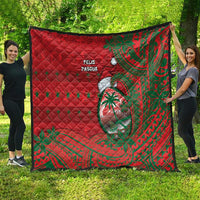 Guam Christmas Quilt Chamorro Seal Hat Santa Tribal Waves - Polynesian Pride