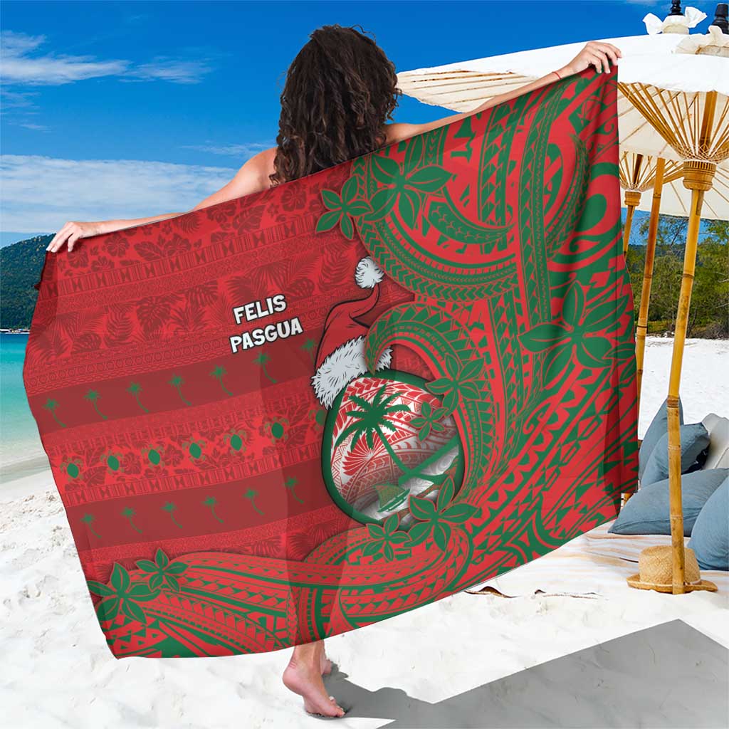 Guam Christmas Sarong Chamorro Seal Hat Santa Tribal Waves - Polynesian Pride