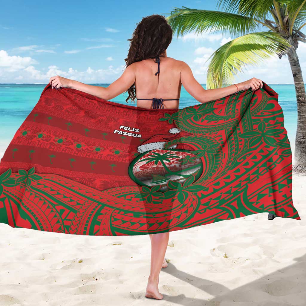 Guam Christmas Sarong Chamorro Seal Hat Santa Tribal Waves - Polynesian Pride