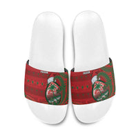 Guam Christmas Slide Sandals Chamorro Seal Hat Santa Tribal Waves - Polynesian Pride